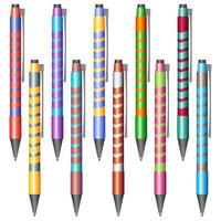 Set of multi-colored pens on a white background vector