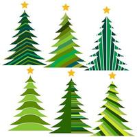 Set of Christmas trees. Isolated vector illustration for Merry Christmas and Happy New Year.