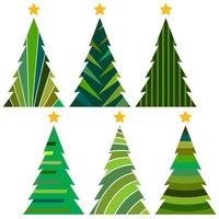 Set of Christmas trees. Isolated vector illustration for Merry Christmas and Happy New Year.