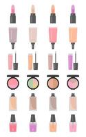 Set of twenty four makeup items in flat style. Vector illustration.