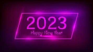 2023 Happy New Year neon background vector