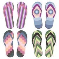 Set of Beach Slippers. Colorful Summer Flip Flops Over White Background vector