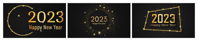 2023 Happy New Year gold background vector