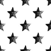 Seamless Pattern with hand drawn black Stars. Abstract grunge texture. Vector illustration