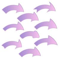 Set of nine multicolored various arrows. Vector illustration