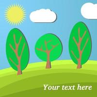 Three Trees. The Sun Shines on a Clearing in the Forest. vector