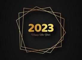 2023 Happy New Year gold geometric polygonal background vector