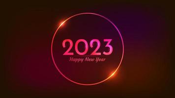 2023 Happy New Year neon background vector