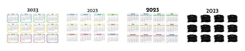 Calendar for 2023 isolated on a white background