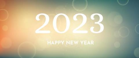 Happy new year 2023 incription on blurred background vector