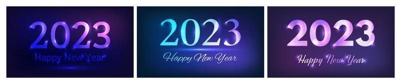 2023 Happy New Year neon background vector