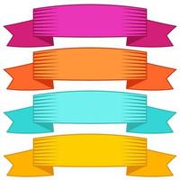 Set of four multicolor ribbons and banners for web design. Great design element isolated on white background. Vector illustration.
