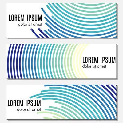Set of blue abstract header banners with curved lines and place for text. Vector backgrounds for web design.