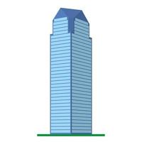 A modern high-rise building on a white background. View of the building from the bottom. Isometric vector illustration.