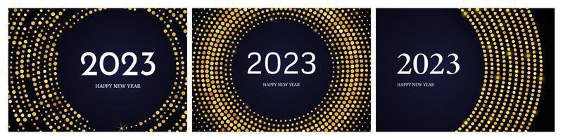 2023 Happy New Year of gold glitter pattern vector