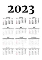 calendario para 2023 aislado en un fondo blanco vector