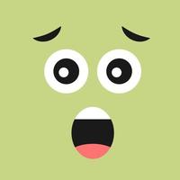 Scared face with open mouth on color background. Vector illustration