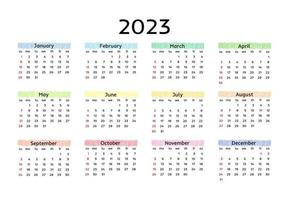 calendario para 2023 aislado en un fondo blanco vector