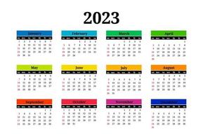 calendario para 2023 aislado en un fondo blanco vector