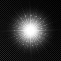 Light effect of lens flares. White glowing lights starburst effects with sparkles on a transparent background. Vector illustration