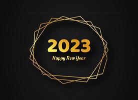 2023 Happy New Year gold geometric polygonal background vector