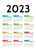 Calendar for 2023 isolated on a white background vector