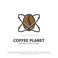 inspiración para el diseño del logotipo del planeta café, plantilla de diseño de cafetería vectorial vector