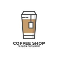 inspiración de logotipo de diseño plano de café y té de taza de papel, se puede usar plantilla de logotipo de cafetería o cafetería y bar vector