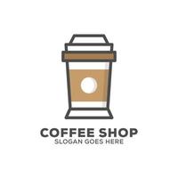 Inspiración en el logotipo de la taza de papel de las fundas de café, se puede usar la cafetería o la plantilla del logotipo de la cafetería y el bar vector