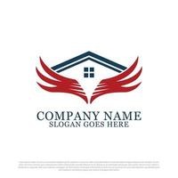 Wing house logo design, military house logo template, best for business and company logo vector