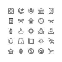 conjunto de iconos ramadan kareem con estilo de línea delgada, iconos de vector de línea islámica