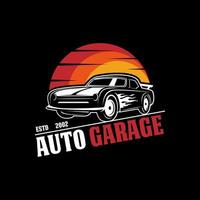 Car Garage Premium Logo Design, automotive repair logo template with rustic, vintage, retro style vector