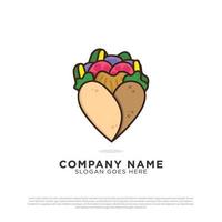 Inspiración en el diseño del logotipo de los amantes del kebab, plantilla de logotipo de comida rápida turca y árabe vector