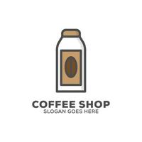 Inspiración en el logotipo de diseño plano de la botella de café frío, se puede usar la cafetería o la plantilla del logotipo de la cafetería y el bar vector