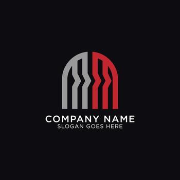 monogram of letter M and M square, initial name of MM logo design with outline vector