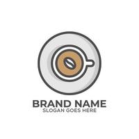 flat lay coffee cup logo, outline coffee shop logo template, flat design vector illustration