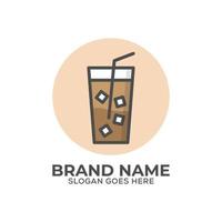 icono de logotipo de café helado con diseño plano, se puede utilizar cafetería o plantilla de icono de cafetería y bar vector