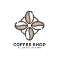 Four coffee bean shop logo design vector, coffee farm logo template vector