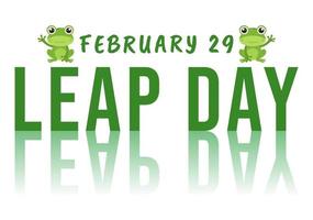 Happy Leap Day on 29 February with Cute Frog in Flat Style Cartoon Hand Drawn Background Templates Illustration vector