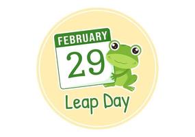 Happy Leap Day on 29 February with Cute Frog in Flat Style Cartoon Hand Drawn Background Templates Illustration vector