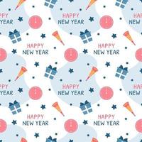 Happy New Year 2023 Seamless Pattern Design with Decoration in Template Hand Drawn Cartoon Flat Illustration vector