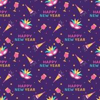 Happy New Year 2023 Seamless Pattern Design with Decoration in Template Hand Drawn Cartoon Flat Illustration vector