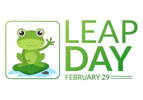 Happy Leap Day on 29 February with Cute Frog in Flat Style Cartoon Hand Drawn Background Templates Illustration vector