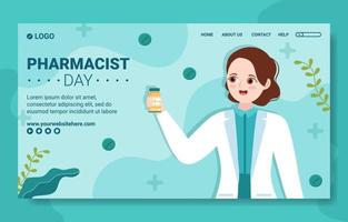 World Pharmacists Day Social Media Landing Page Flat Cartoon Hand Drawn Templates Illustration vector