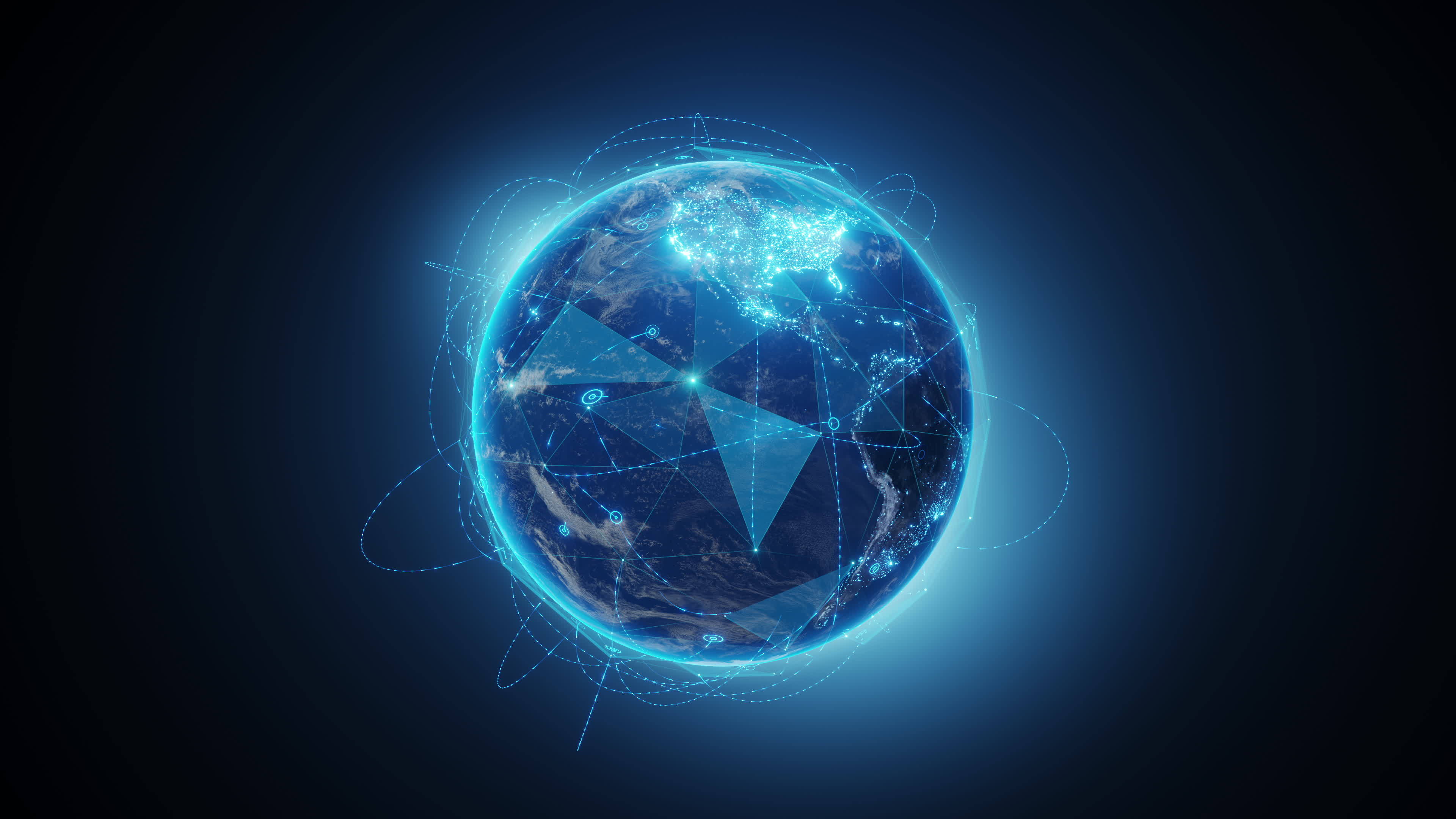 4K Resolution Digital Grid Earth Background Internet Connection By 