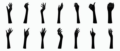 Elegant free hand gesture silhouette vector set. Black hand vector illustration design in different posture isolated on white background for logo, decoration, advertise, skin care, business, brochure.