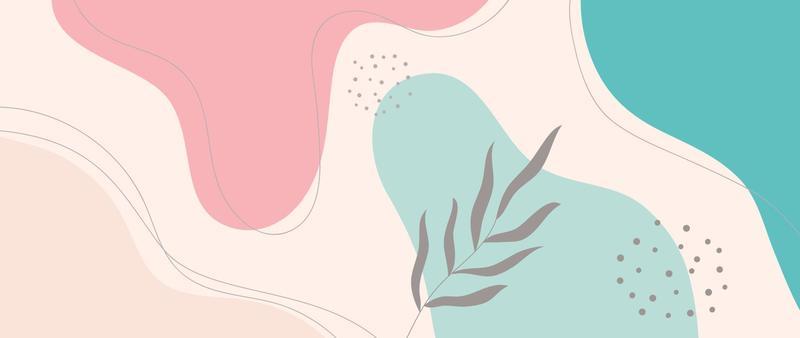 Minimal abstract background vector illustration. Soft earth tone pastel color organic shape, dot pattern, curve lines, leaf branch. Design for wall art, print, poster, home decor, cover, wallpaper.