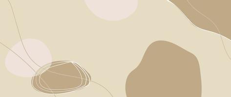 Ilustración de vector de fondo abstracto mínimo. forma orgánica de color pastel de tono tierra suave con arte de línea curva. diseño para decoración, tarjeta, arte mural, impresión, afiche, decoración casera, portada, papel pintado.
