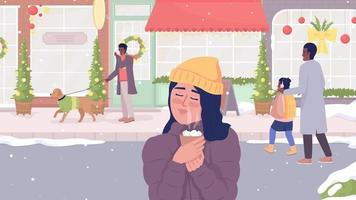 Animated decorated town illustration video