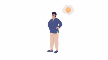 Animated positive minded character. Mental attitude. Happy thoughts. Full body flat person on white background with alpha channel transparency. Colorful cartoon style HD video footage for animation